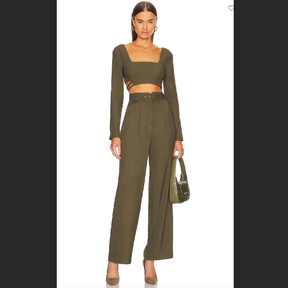 House of Harlow Olive Green Top and Bottom Set in XS